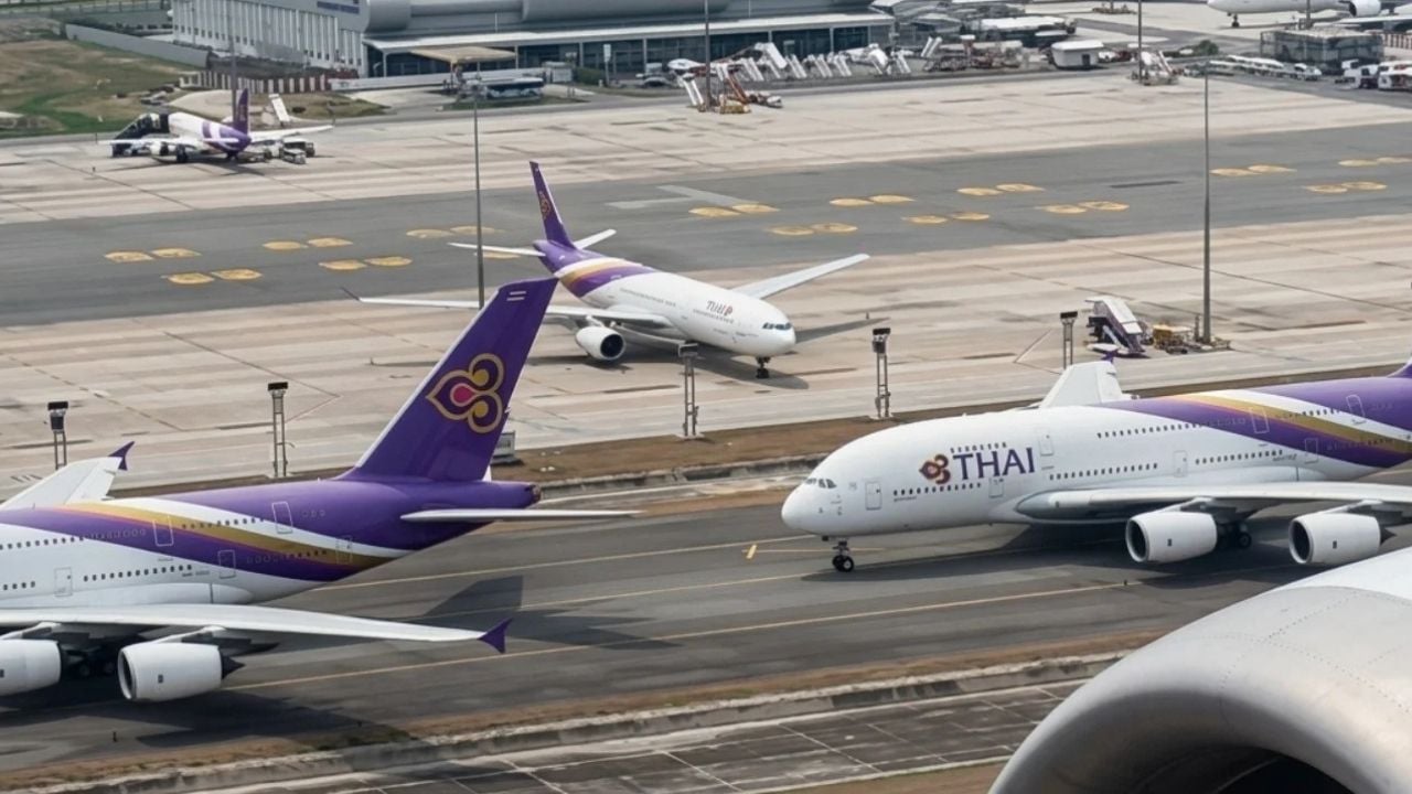 Thai Airbus A380 Airliners Abandoned Close Up