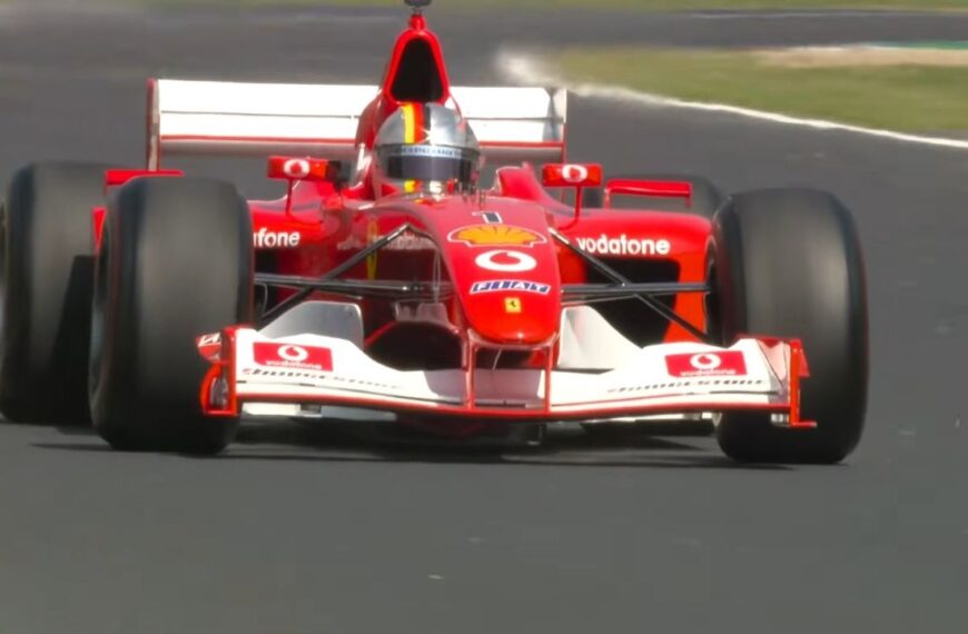 Vettel driving Schumachers F2002 Ferrari