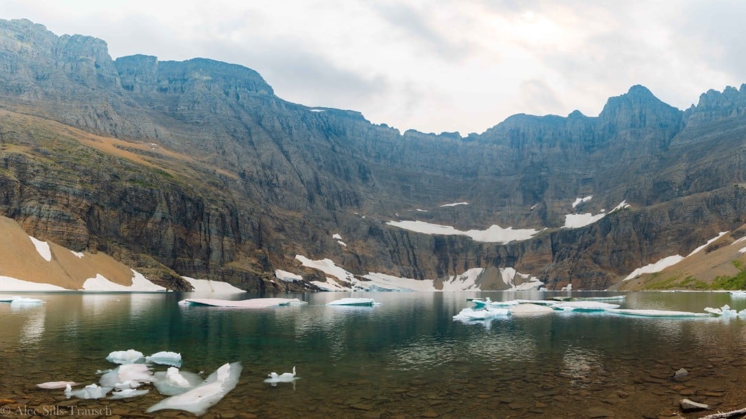 lake with icebergs in it in montana
