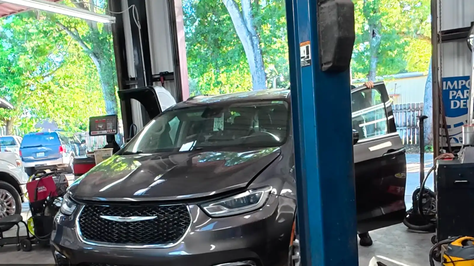 2022 Chrysler Pacifica in a mechanic shop