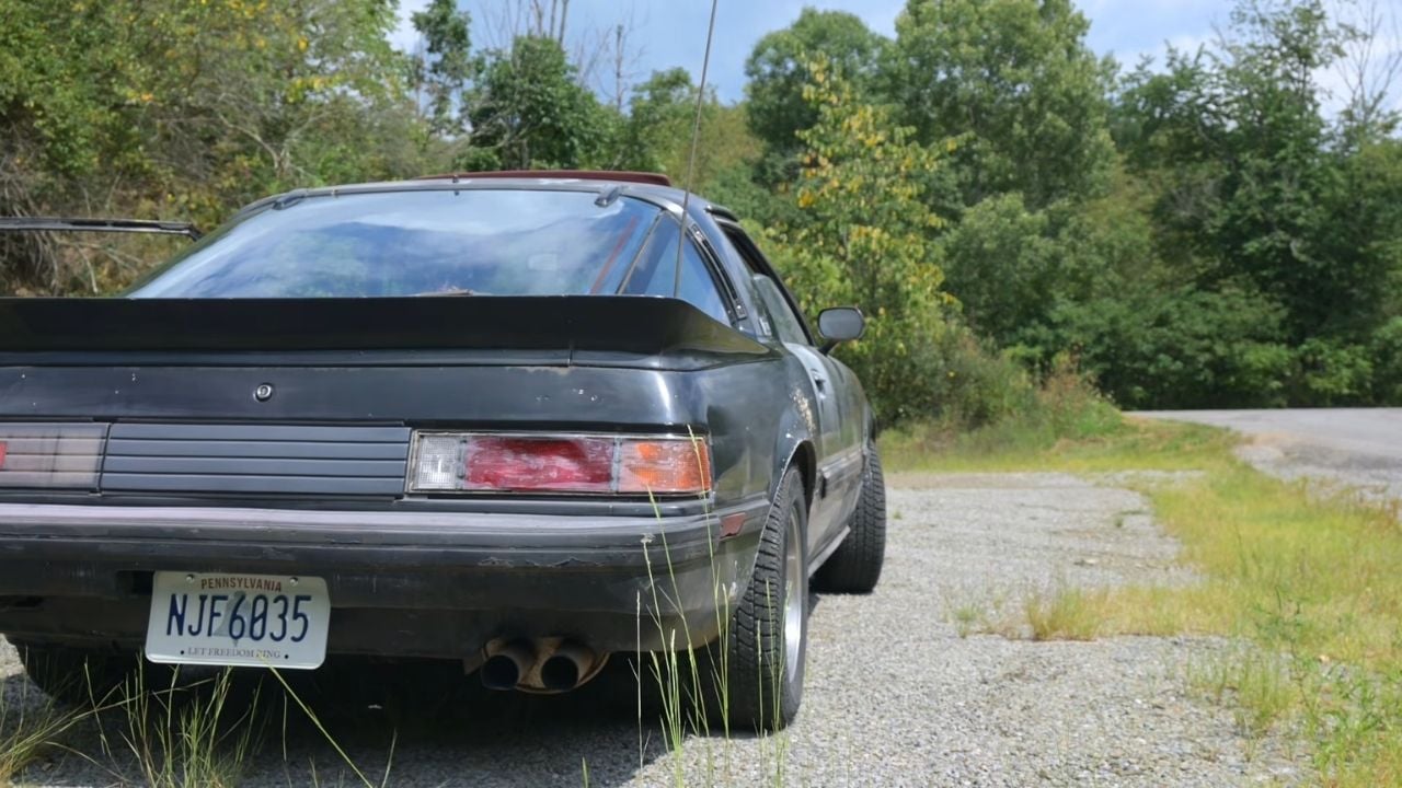 Building an Engine out of JUNK for my Crusty RX-7 - rear view