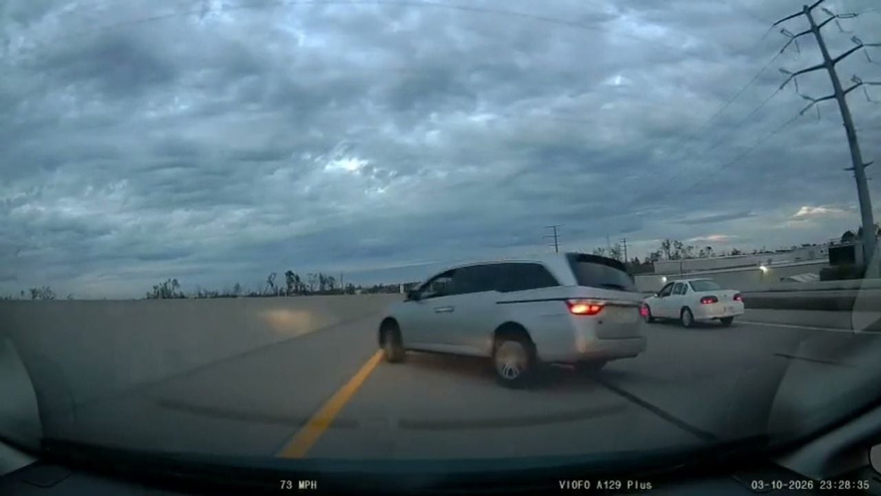 Dashcam footage brake check minivan