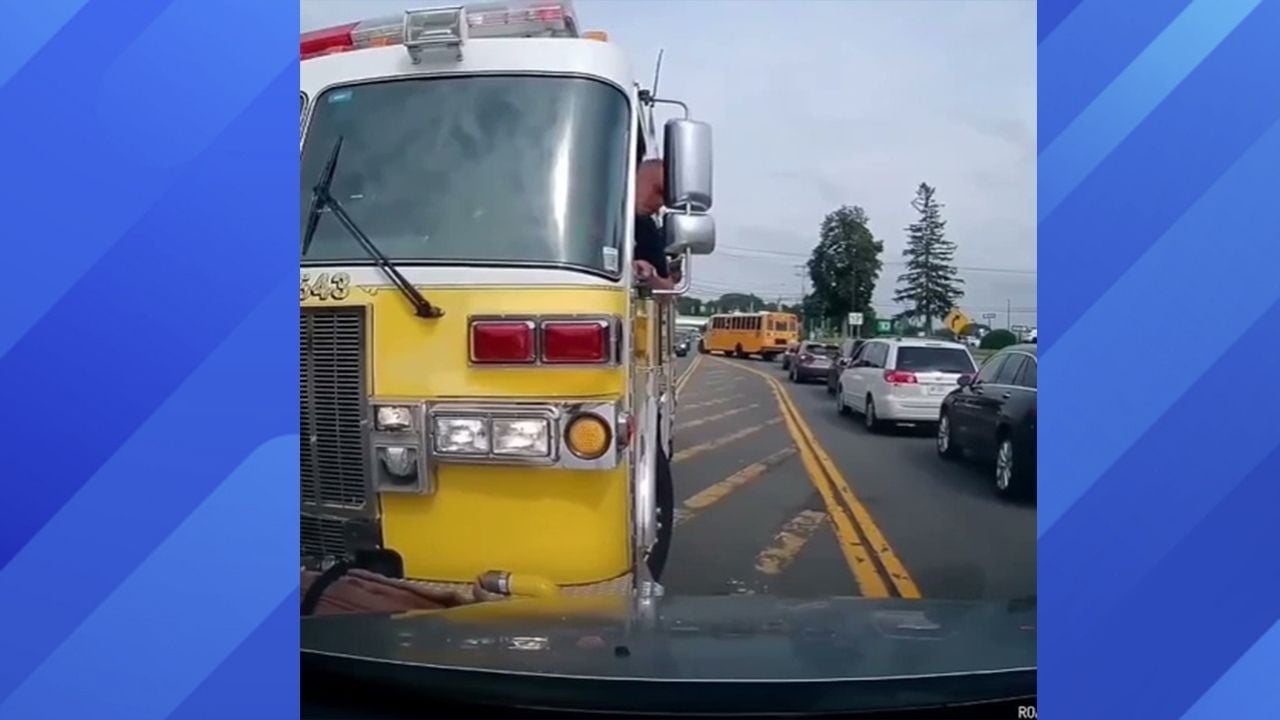 Firetruck blocked by car