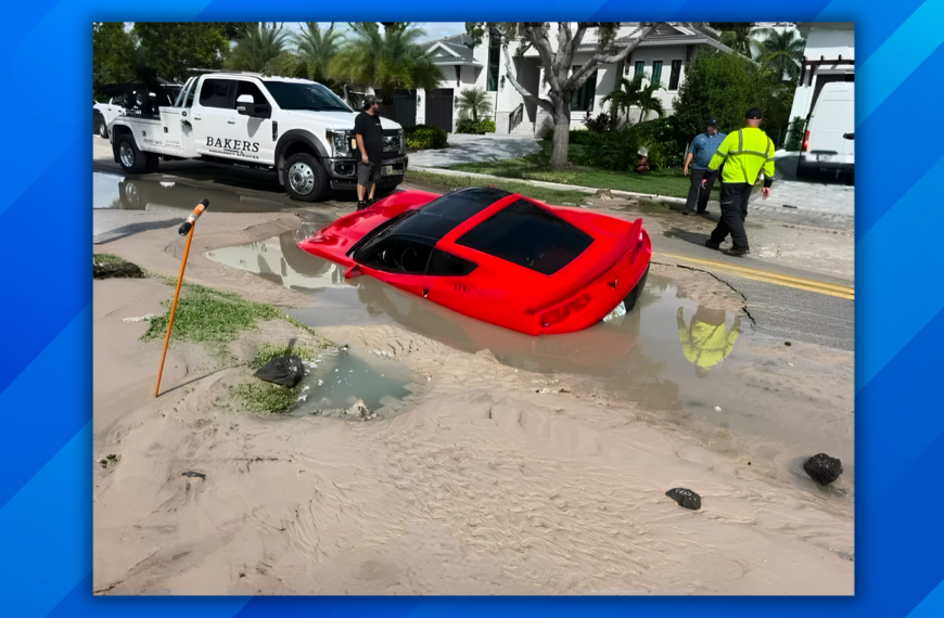 Florida Corvette Pulled From Water-Filled Sinkhole After Heavy Rain Soaks Naples