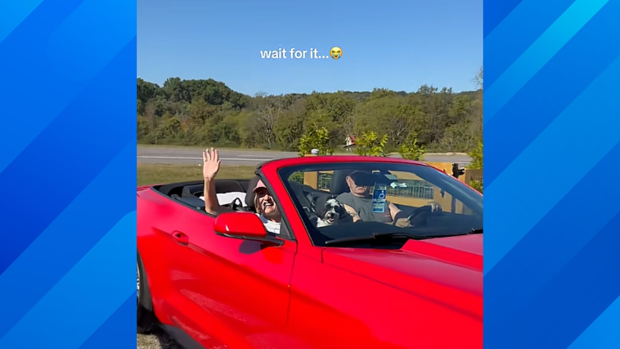 Dad crashes new car