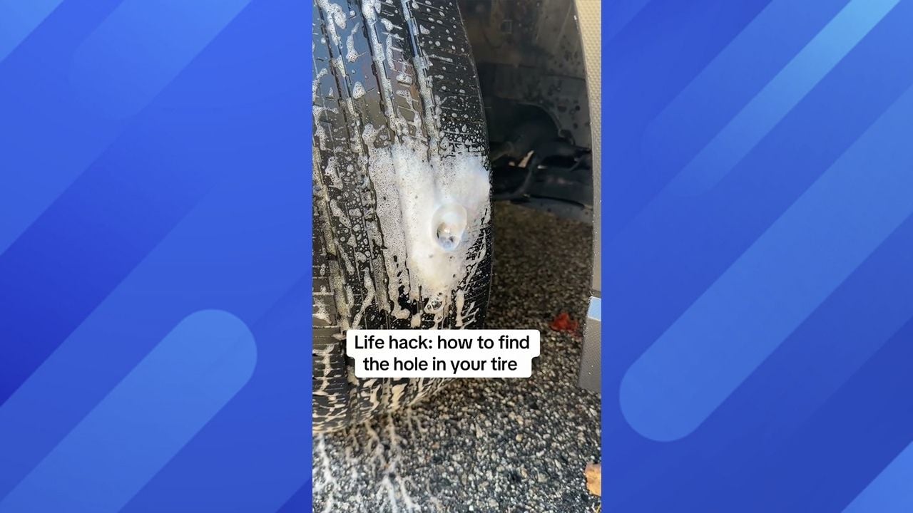 Hole in a tire air bubble