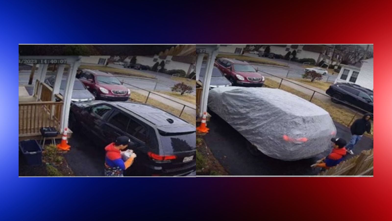 two images showing a covered and uncovered Jeep