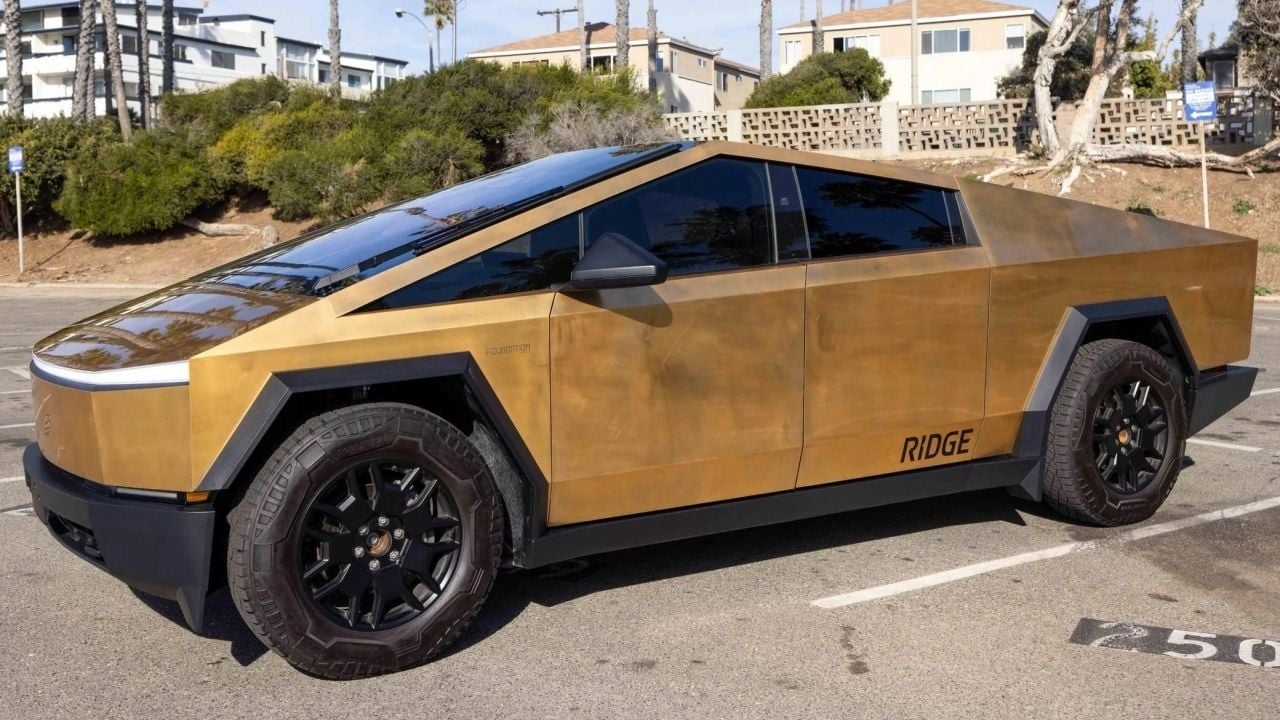 JerryRigEverything Gold Cybertruck Front Quarter Auction View