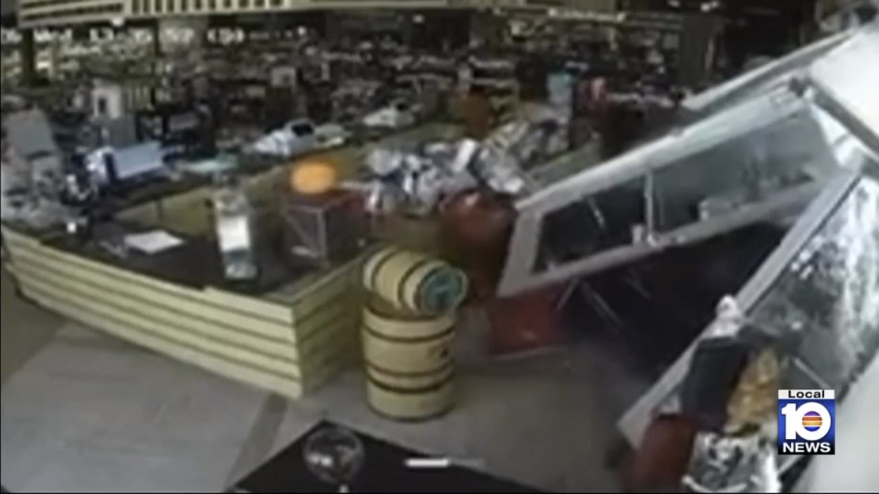 Liquor Store Tesla Crash CCTV