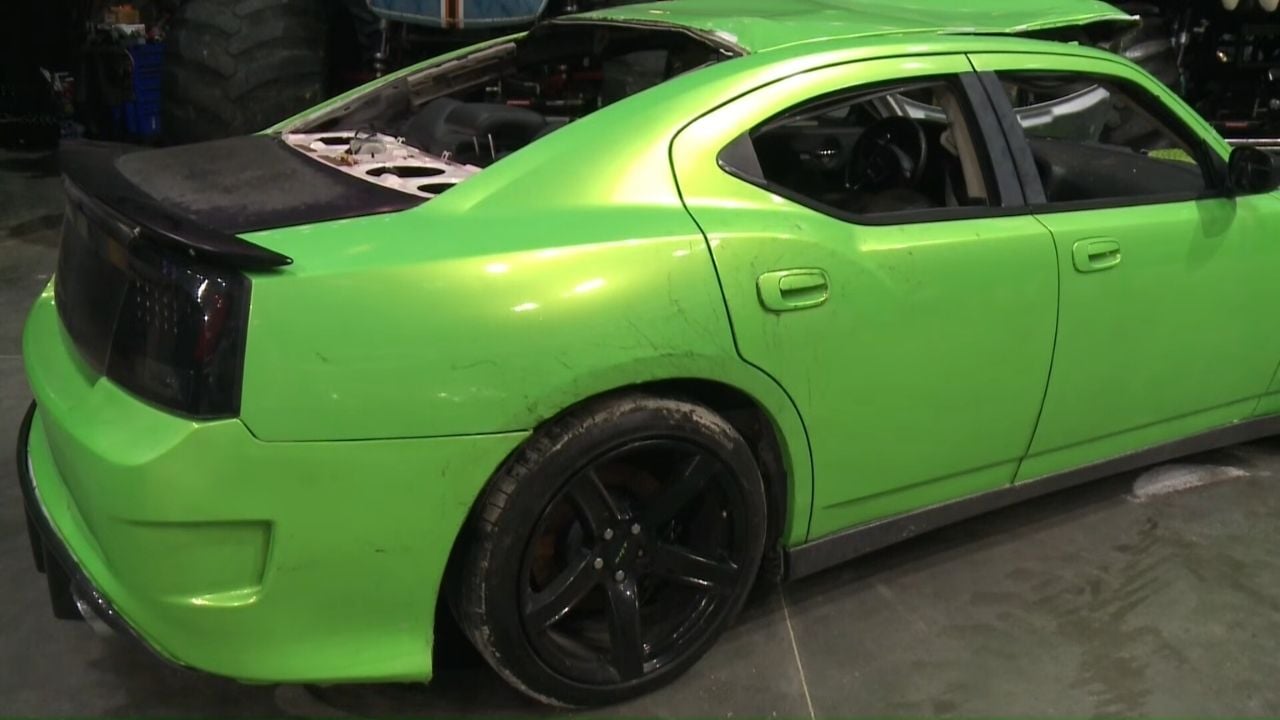 Monster truck to crush Dodge Charger seized during illegal street takeover 0-1 screenshot