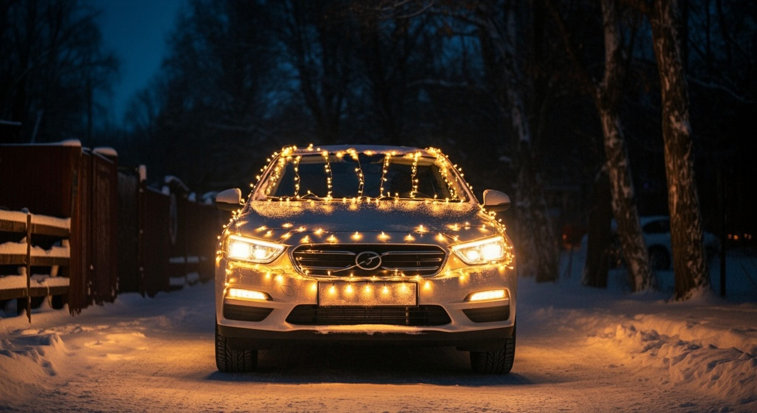 christmas lights on car